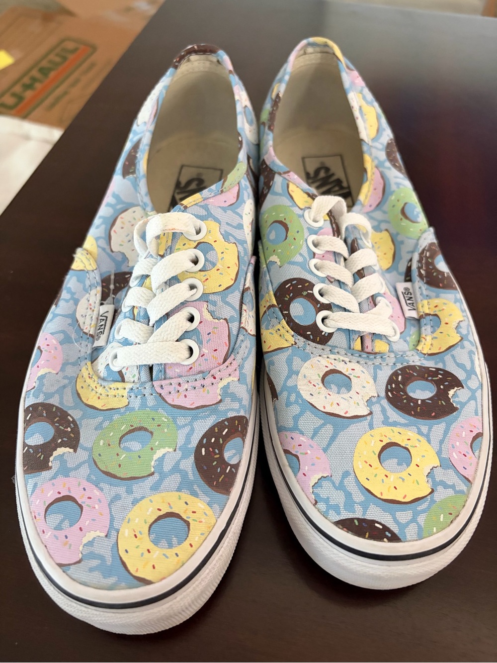 Vans Canvas Sneakers in Light Blue Donut Print